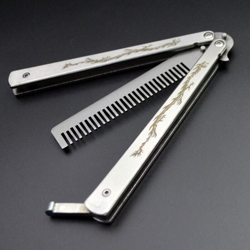 Foldable-Comb-Stainless-Steel-Practice-Training-Butterfly-Knife-Comb-Beard-Moustache-Brushes-Hairdressing-Styling-Tool-1 Foldable Comb Stainless Steel Practice Training Butterfly Knife Comb Beard Moustache Brushes Hairdressing Styling Tool - 02 - ztechknives.uk