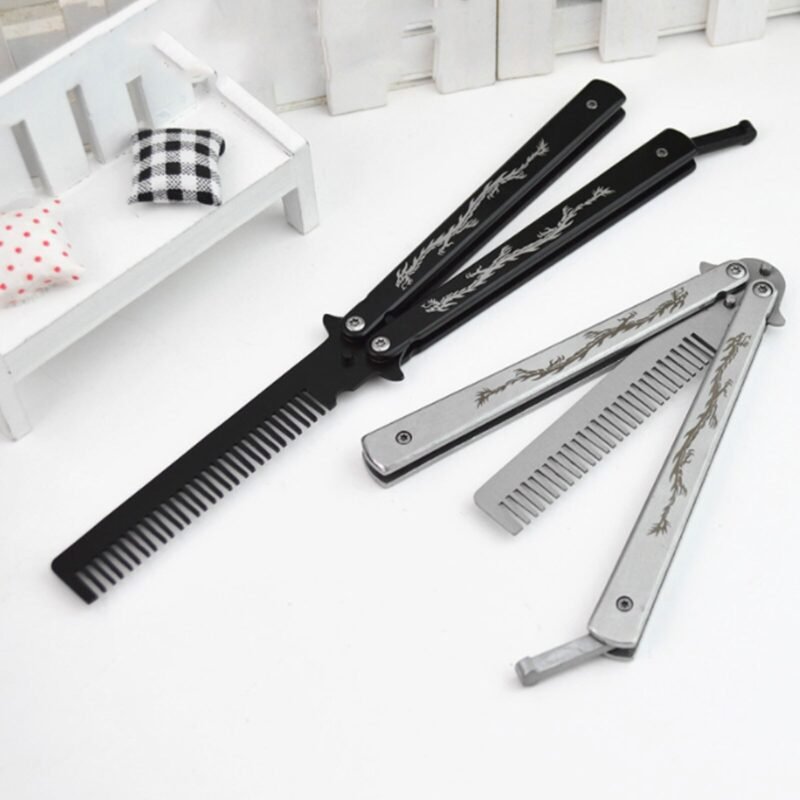 Foldable-Comb-Stainless-Steel-Practice-Training-Butterfly-Knife-Comb-Beard-Moustache-Brushes-Hairdressing-Styling-Tool-5 Foldable Comb Stainless Steel Practice Training Butterfly Knife Comb Beard Moustache Brushes Hairdressing Styling Tool - 02 - ztechknives.uk